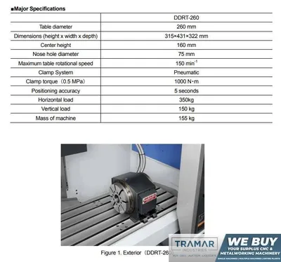 Used MORI SEIKI DDRT-260 Rotary Tables Michigan US | Tramar Industries #874562