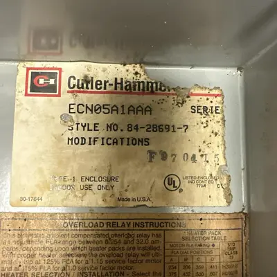Used CUTLER-HAMMER ECN05A1AAA Starters | Surplus Asset Holdings #1204311