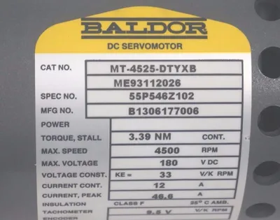 NEW BALDOR MT-4525-DTYXB SERVO MOTOR DC ME93112026, 55P546Z102