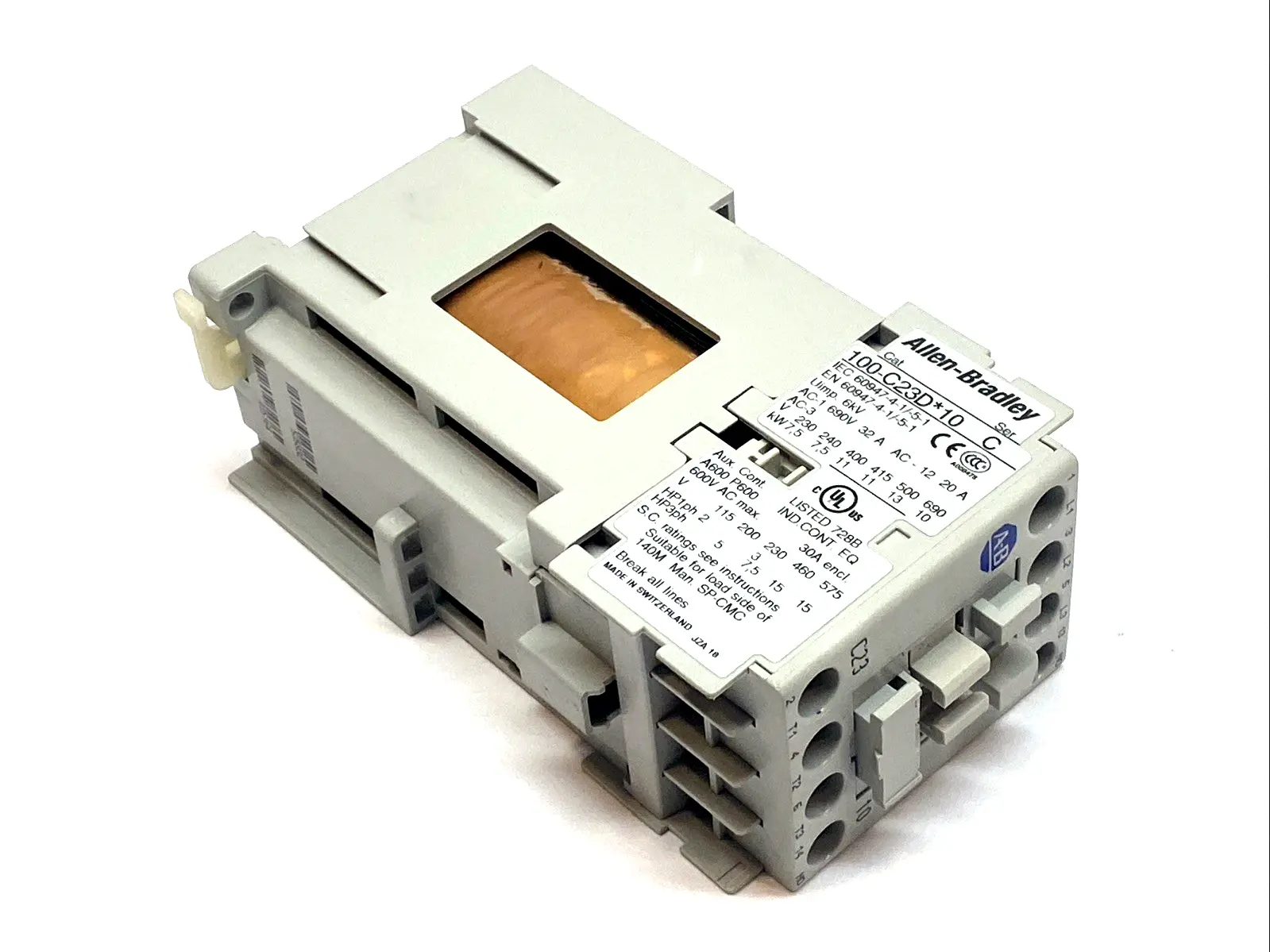 USED ALLEN‑BRADLEY 23A 3‑POLE CONTACTOR 24V DC COIL 1NO AUXILIARY
