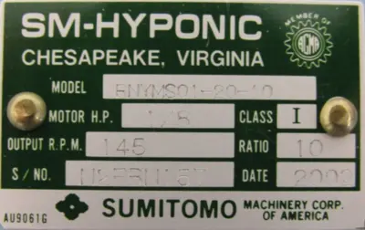 NEW SUMITOMO RNYMS01-20-10 GEARMOTOR 10:1 1/8HP 400V 145RPM RNYMS012010