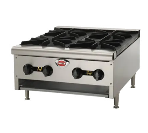 Wells HDHP-2430G 23 3/8" Gas Hotplate W/ (4) Burners & Manual Controls, Convertible