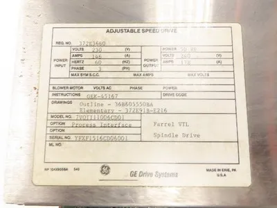 GE 372E3660 Farrel VTL Spindle DC Drive 50HP 240V 178A Adjustable Speed
