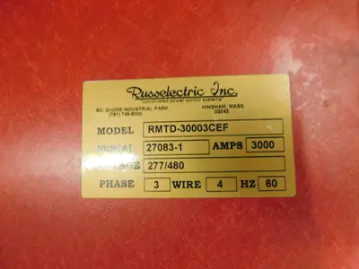 Used RUSSELECTRIC RMTD-30003CEF Switchgears Texas US | Aucto #1308540