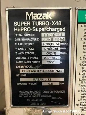 USED MAZAK SUPER TURBO X-48
