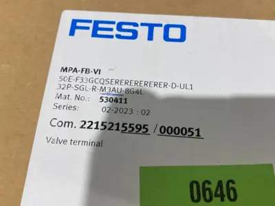 USED FESTO VALVE TERMINAL MANIFOLD, CONFIGURED, 530411