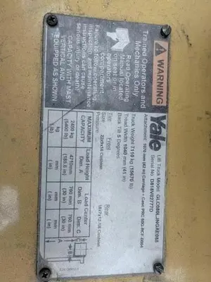 8,000LB YALE GLC080LJNGAE088 FORKLIFT