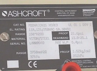 NEW ASHCROFT PDDN4JJV25-XCHK3 PRESSURE SWITCH PDDN4JJV25XCHK3