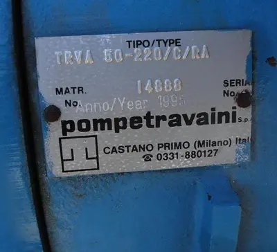 Pump, Vacuum, Liquid Ring, Travaini, 1", Single Stage #S741619