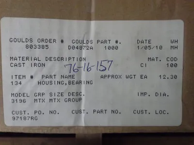Bearing Housing for Goulds pump model 3196 MTX