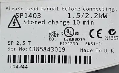 Emerson SP1403 Inverter 1.5/2.2 kw 380-480V 50-60Hz (BIN522)