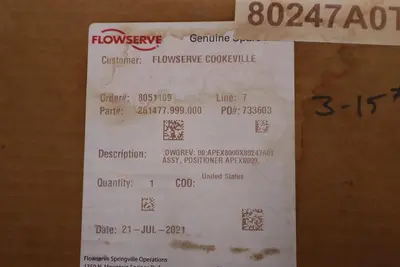 FLOWSERVE APEX8000/ APEX8000X80247A0T - BRAND NEW - STOCK H1856