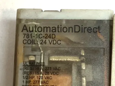 Used AutomationDirect Relay 24VDC W/ 781-1C-SKT DIN Rail Socket 15A Relays & Switches Michigan US | Maverick Industrial Sales #1395187
