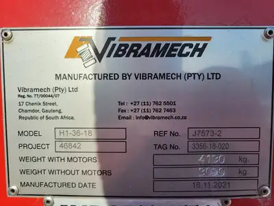 New | in-Stock 2021 VIBRAMECH H1-36-18 Vibratory Screens British Columbia CA | Lenmark #915601