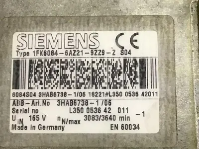 USED SIEMENS 1FK6084-6AZ21-9ZZ9-Z S04