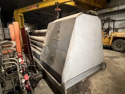 12' X 1" IMCAR MODEL 4RH 30/7 4 ROLL DOUBLE INITIAL PINCH HYDRAULIC PLATE ROLL. STOCK # 1156422