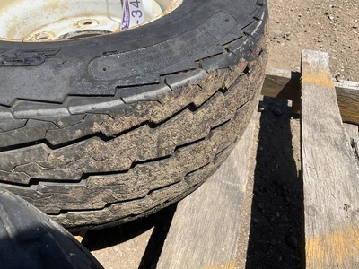 (4) 20.5x8.0-10 tires on steel 6-bolt wheels, used
