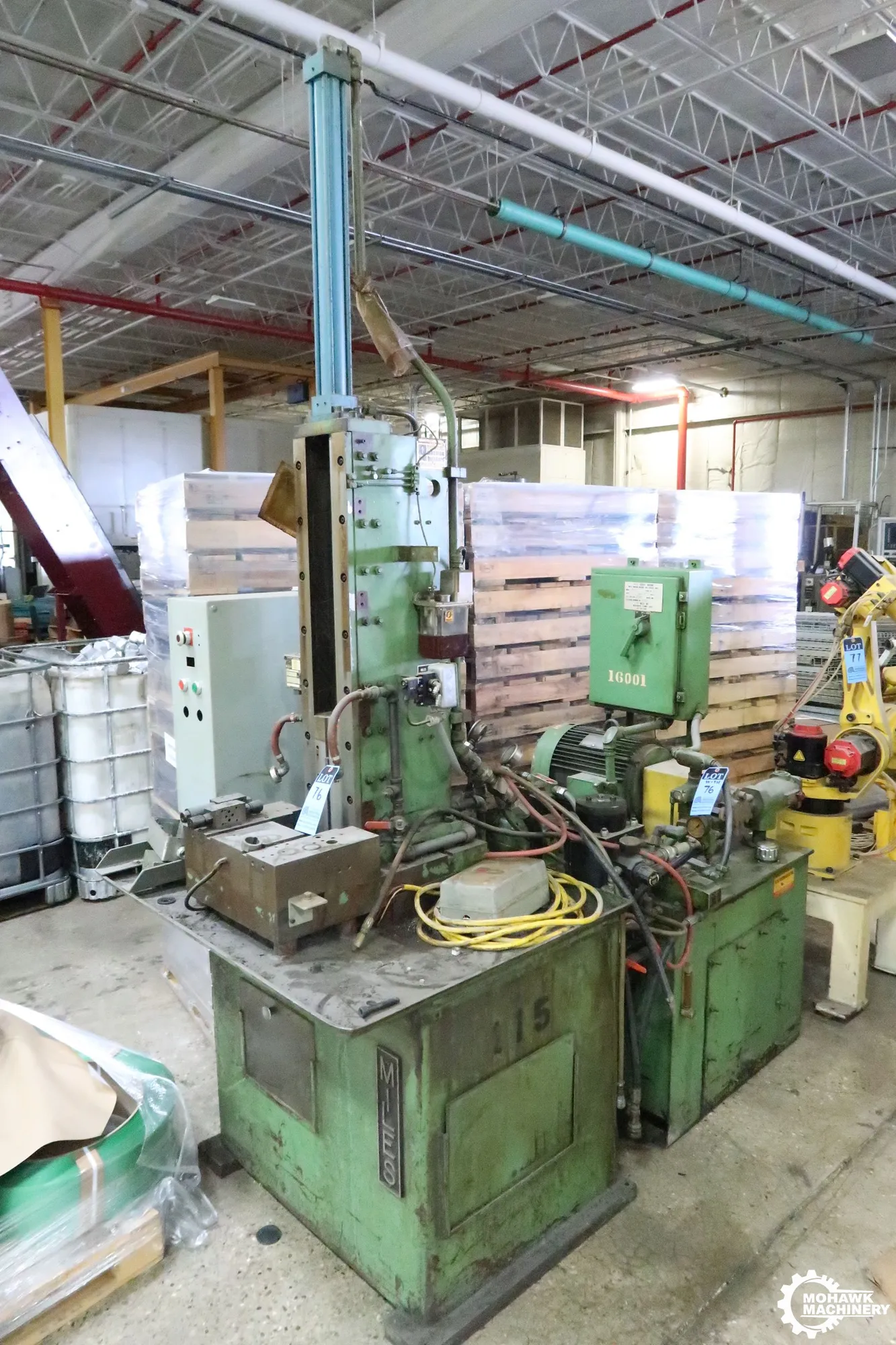 4 TON TY MILES "MB8-24-120R" VERTICAL HYDRAULIC BROACH - ADJUSTABLE RAM SPEED - 24" STROKE - 15 HP MOTOR