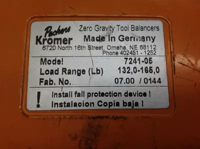 7241-05 | Packers Kromer  Zero Gravity Tool Balancer 132-165 LBS - Used
