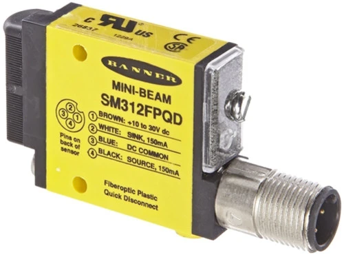 Banner SM312FPQD 26837 Mini-Beam Sensor Amplifier, Output Bipolar 1 NPN 1 PNP [New]