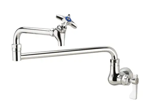 Krowne 16-181L Splash Mount Pot Filler Faucet w/ 18" Double Jointed Swing Nozzle