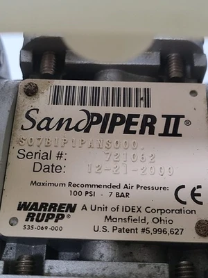 Warren Rupp SANDPIPER II S07B1P1PANS000 Double Diaphragm Pump Air Operated