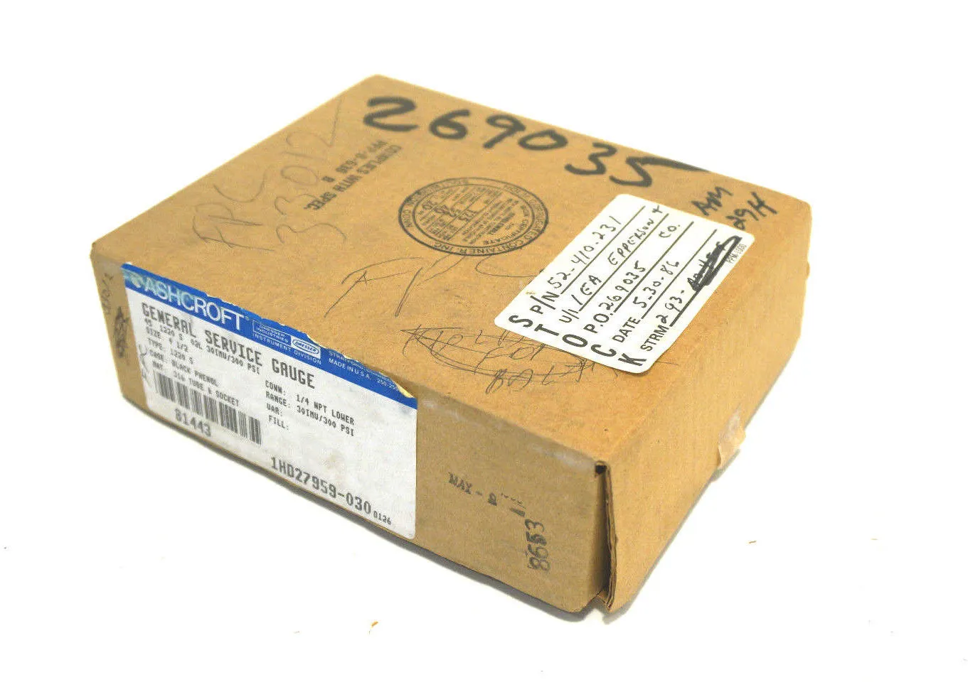 NEW ASHCROFT 45-1220-S-02L-30IMU/300 GAUGE 451220S02L30IMU300