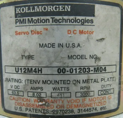 USED KOLLMORGEN 00-01203-M04 SERVO DISC U12M4H 0001203M04