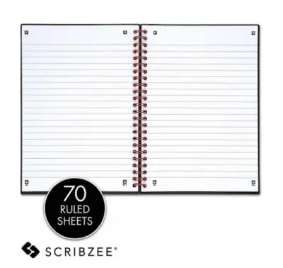 Black n' Red Poly Notebook/Journal, Black/Red, 70 Pages (35 Sheets)