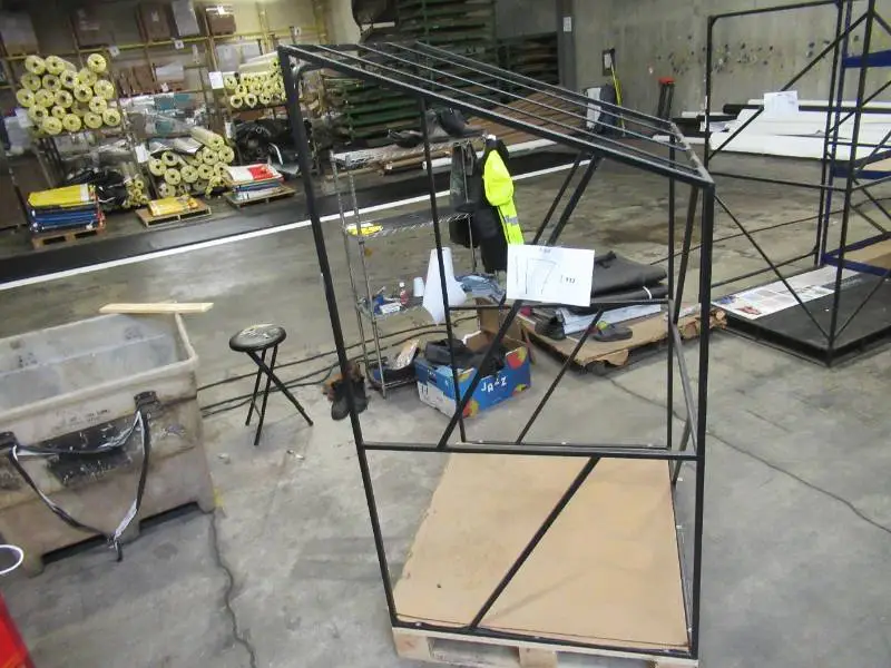 Welded Black Metal Frame Built to Fit Onto Pallets with Angled Roof - Perfect for Projects