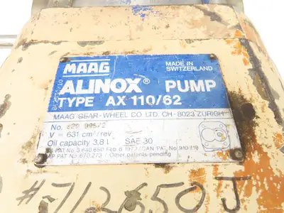 MAAG Alinox AX 110/62 Stainless Rotary Lobe Gear Pump 4" 631cm³/rev