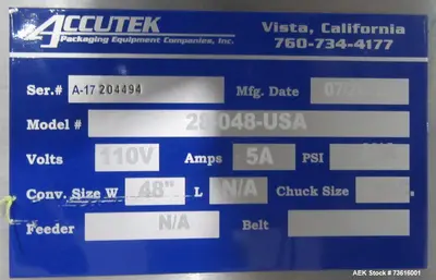 USED ACCUTEK PINCHVALVE