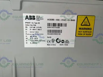 USED ADMIX 100RXGF-050 ROTOMIXX 1/2 HP W/ ADMIX FRAME, ABB CONTROLLER 480V