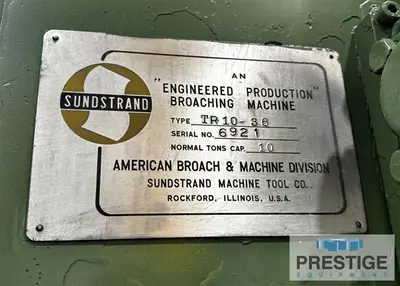 Used SUNDSTRAND TR10-36 Vertical Pull Down Broaches New York US | Prestige Equipment #793209