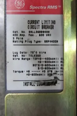 Used 400 Amp GE SPECTRA Electronic Breaker SGLL36BB0400 MVT+ Shunt No Covers