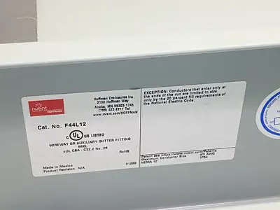 USED HOFFMAN NVENT HINGED COVER WIREWAY SECTION 4" X 4" GRAY STEEL