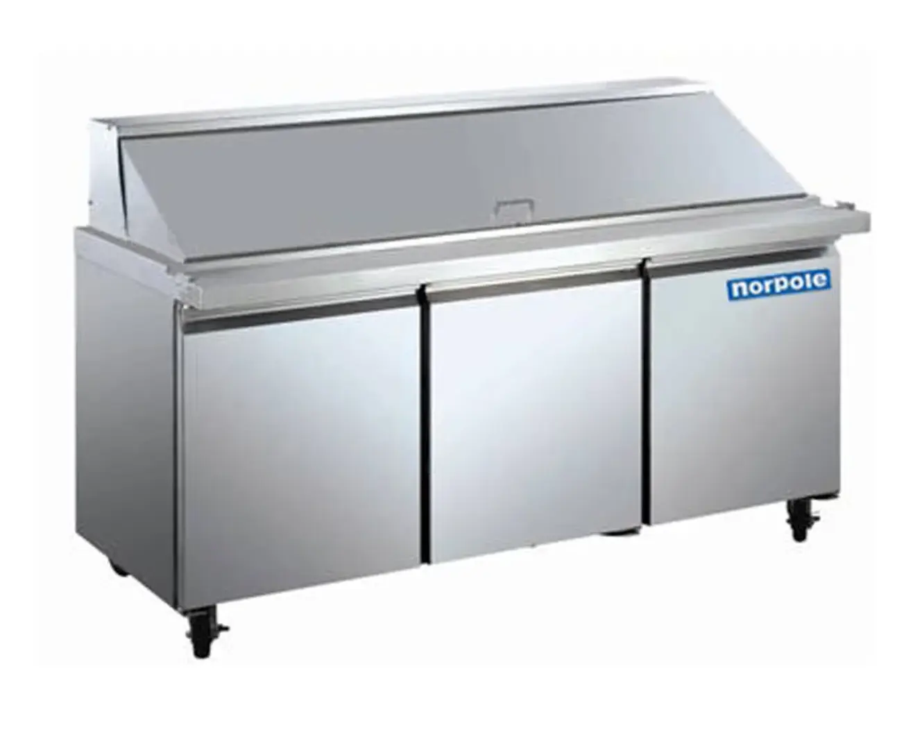 Magic Chef 70 IN. W 15.5 CU. FT. 3-DOOR MEGA TOP SANDWICH-SALAD PREP TABLE STAINLESS STEEL