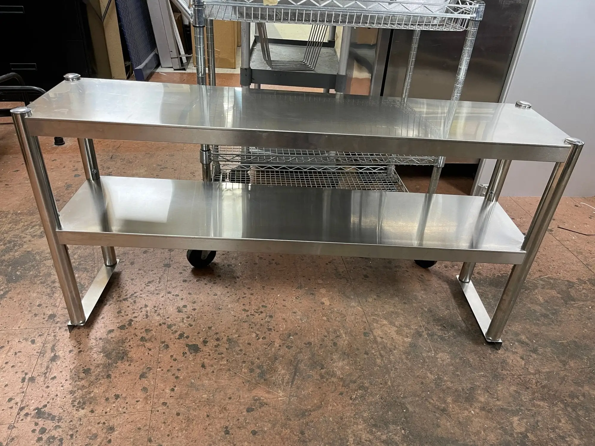 Used Falcon Restaurant Supply Used 48" x 11.5" Stainless Steel Double Overshelves for 48" Stainless Table Restaurant Equipment (Miscellaneous) Illinois US | Falcon Restaurant Supply #1375007