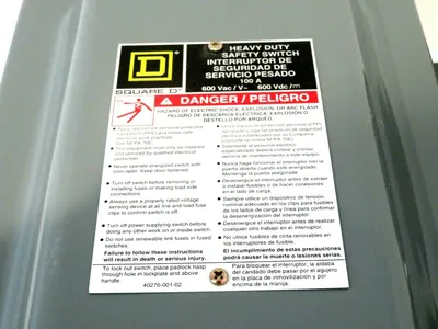 NEW SQUARE D HU363 SAFETY SWITCH 100AMP 600VAC 50/60HZ