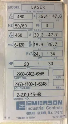 Used Emerson LASER Variable Speed Drives South Carolina US | Palmetto Automation #1159792