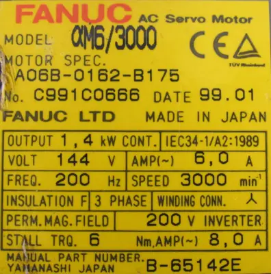 NEW FANUC A06B-0162-B175 SERVO MOTOR A06B0162B175