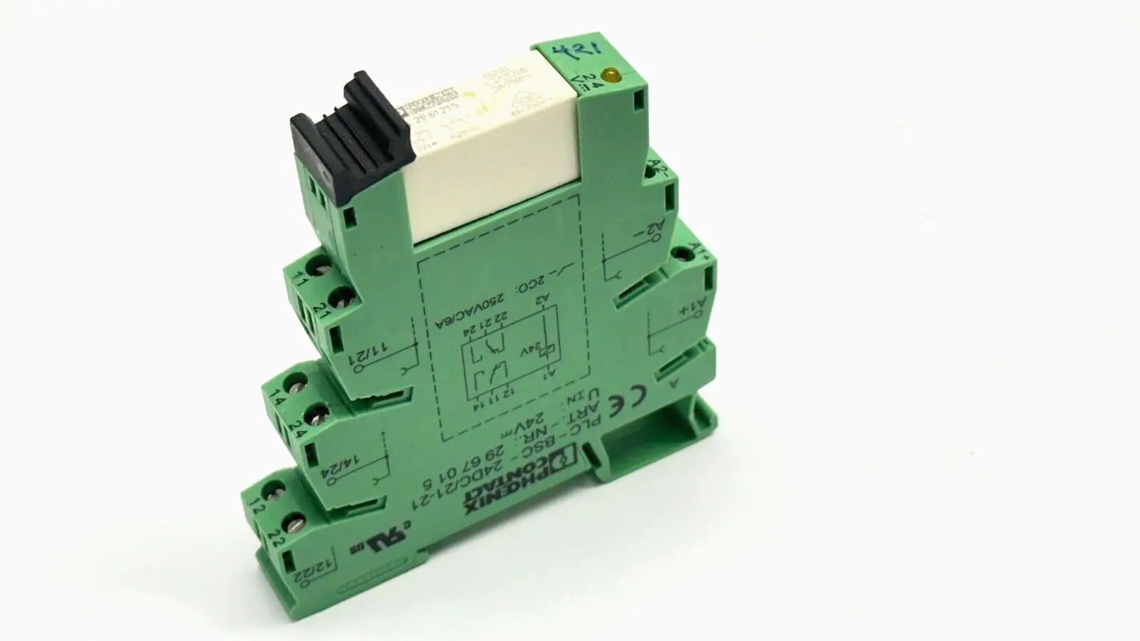 REL-MR- 24DC/21-21AU,PLC-BSC-24DC/21-21 | Phoenix Contact REL-MR- 24DC/21-21AU 2961215 w/ PLC-BSC-24DC/21-21 Base 2967015 - Used