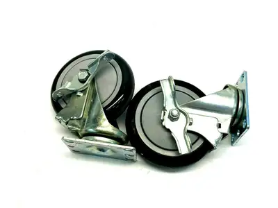 USED DURABLE SUPERIOR CASTERS SERIES 14 FLAT TREAD SWIVEL MOUNT CASTERS
