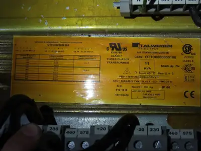 Talweber Electric Power Transformer 11kva Pri 230/460/575VAC 3Ph Sec 440VAC