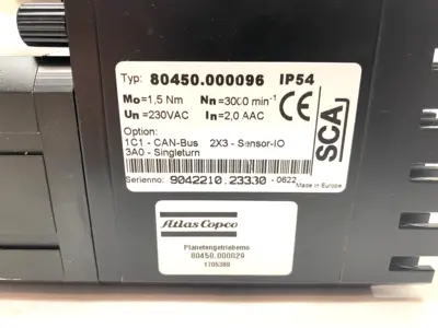 USED SCA, ATLAS COPCO SERVO MOTOR GEAR DRIVE UNIT ASSEMBLY