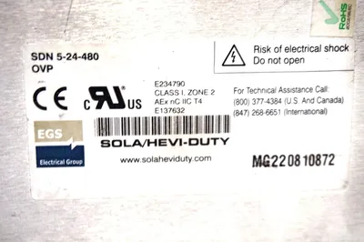 USED SOLA HEVI-DUTY SDN-5-24-480 POWER SUPPLY SDN524480