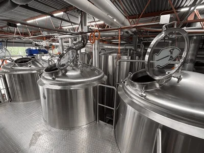 Deutsche 15 BBL 3-Vessel Steam Jacketed Brewhouse with BK, MT, WP, Heat Exchanger, Mash Pump & More!