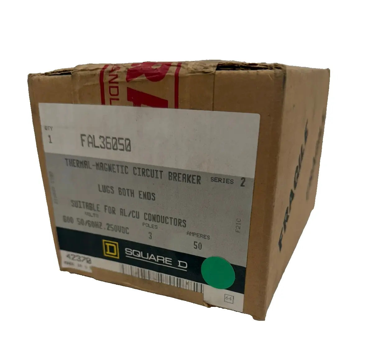 NEW SQUARE D FAL36050 THERMAL-MAGNETIC CIRCUIT BREAKER 50 AMP 3 POLE 600V