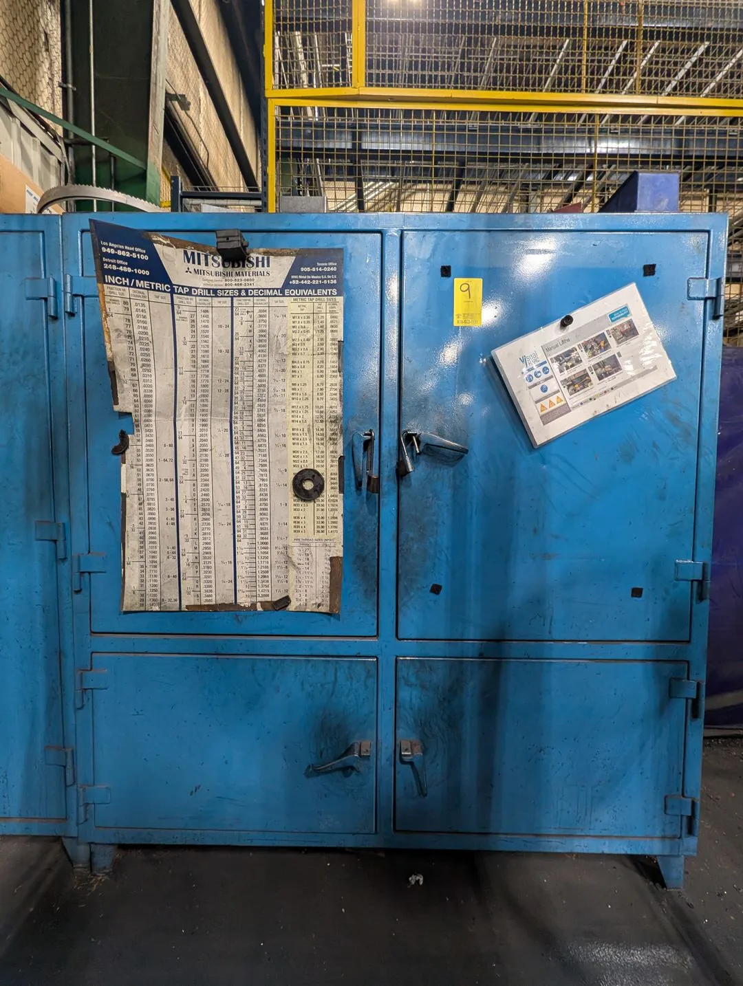 Stronghold 2-Door Material Locker 72" x 24" x 77-1/2"H; W/ Lathe & some Mill tooling