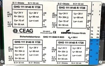 NEW COOPER CROUSE HINDS GHG-111-0046-R-0025 SAFETY BARRIER GHG1110046R0025